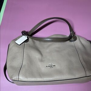 Coach Taupe Super Soft Pebbled Leather Shoulder Bag